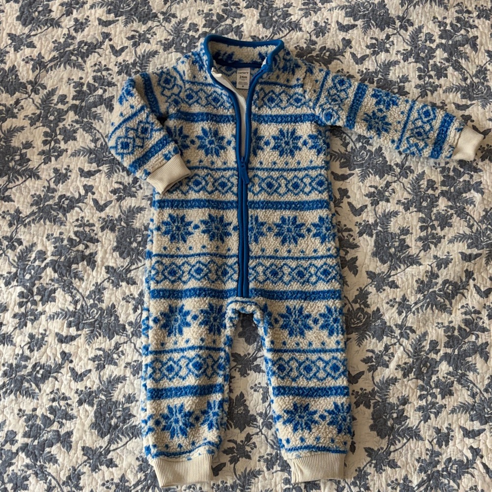 Carter's Snowflake Fleece Zip-Up Jumpsuit - 24M